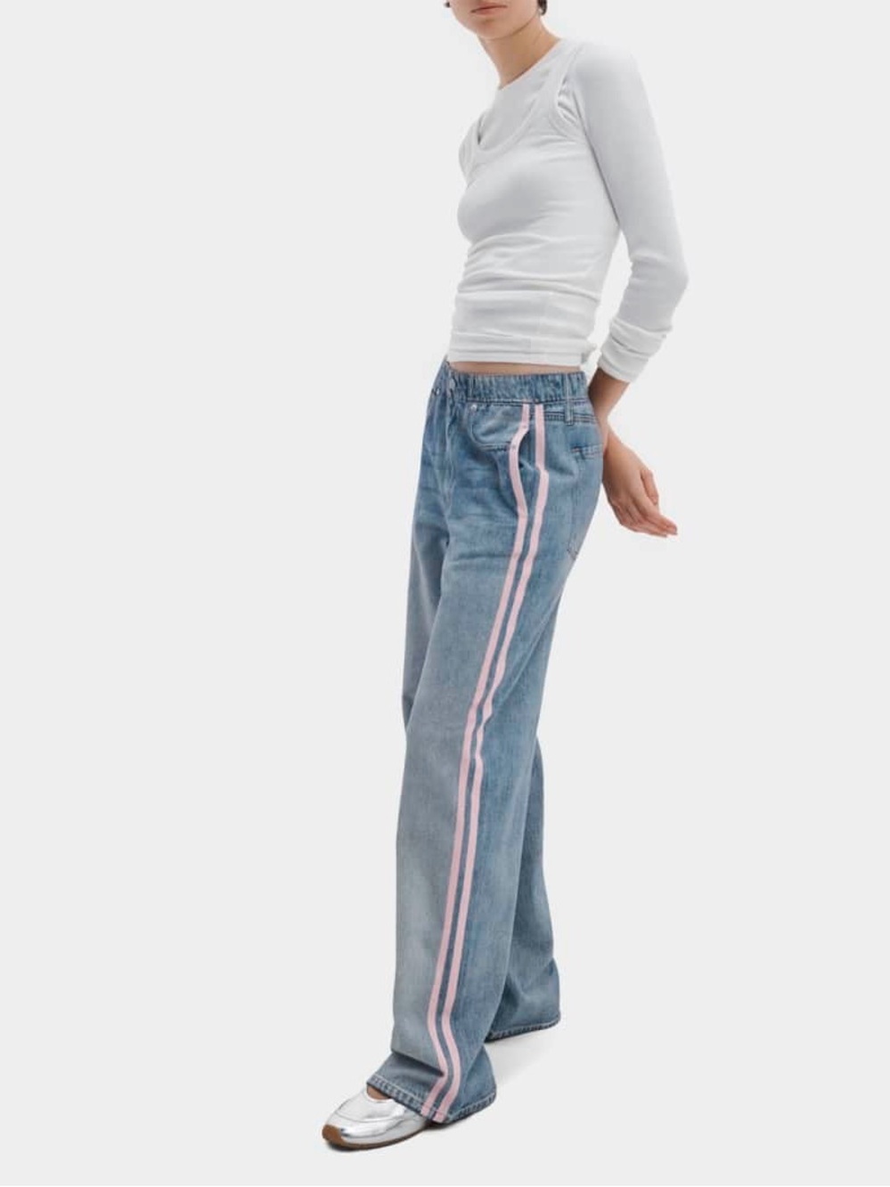 Rag & Bone Miramar Terry Wide-Leg Track Jeans - Flaw